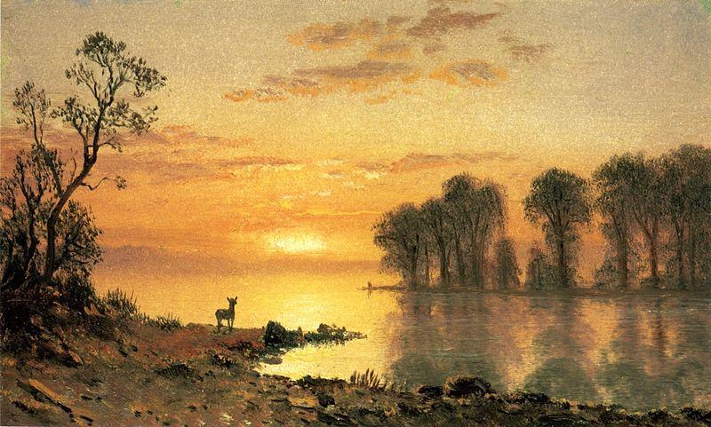 Albert Bierstadt Deer and River oil painting image
